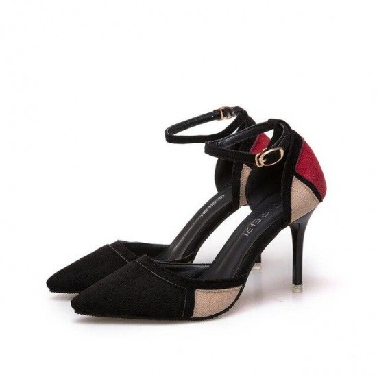 Woman Dress Party Suede Patchwork Shoes