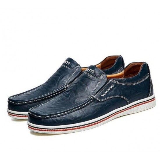 Men's Shoes - 2021 Men Large Size Cow Leather Wear-resistant Slip On Casual Shoes
