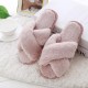 Women Home Slippers With Faux Fur Black Pink