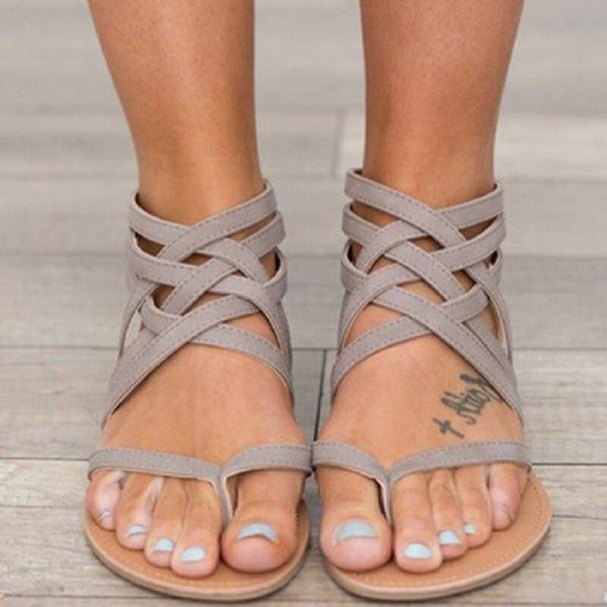 Summer Women Ladies Flats Gladiator Open Toe Sandals