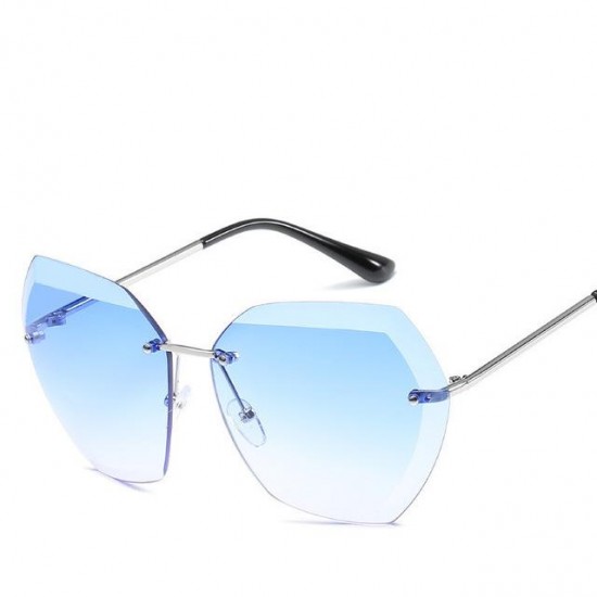 Sunglasses - Oversize Rimless Transparent Gradient Sunglasses