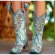 Women's Embroidery Mid-Calf Boots
