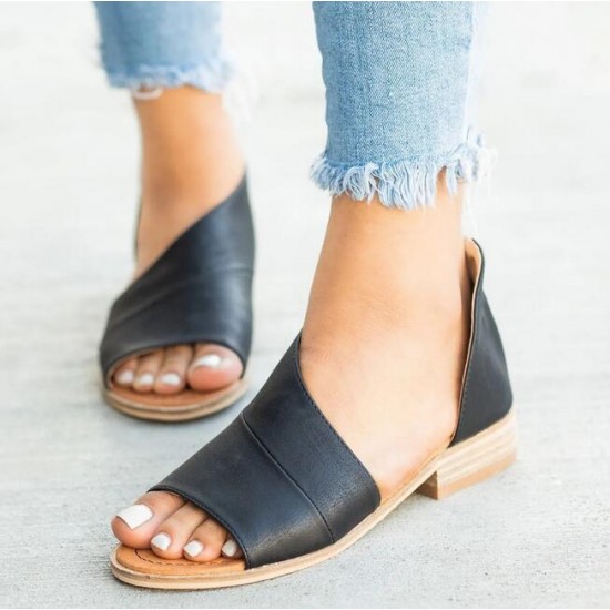 Summer Casual Rome Peep Toe Ladies PU Leather Sandals