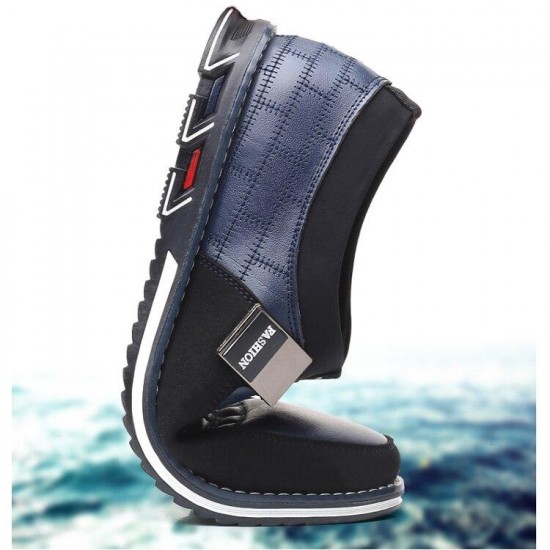 Men's Shoes - 2021 Winter Genuine Leather Add Plush Slip On Magic Closure Loafers