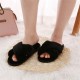 Women Home Slippers With Faux Fur Black Pink