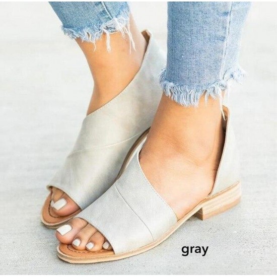 Summer Casual Rome Peep Toe Ladies PU Leather Sandals