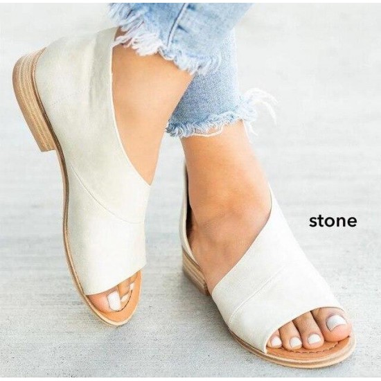 Summer Casual Rome Peep Toe Ladies PU Leather Sandals