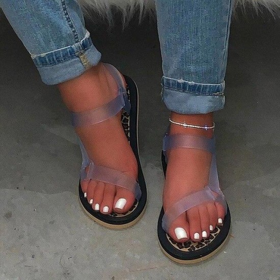 Summer Women Soft Flat Slip On Fluorescent Color Jelly Sandals