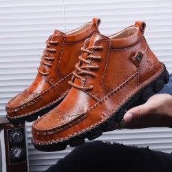 Men's Plus Size Leather Ankle Boots