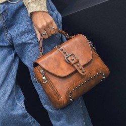 Bag - Vintage Leather Bags Rivet Handbags