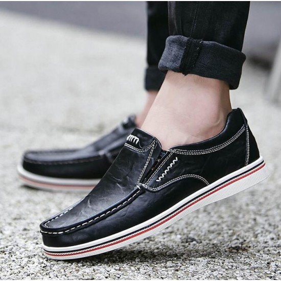 Men's Shoes - 2021 Men Large Size Cow Leather Wear-resistant Slip On Casual Shoes