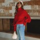 Women's Clothing - Fashion High Collar Lantern Sleeves Sweater