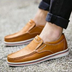 Men's Shoes - 2021 Men Large Size Cow Leather Wear-resistant Slip On Casual Shoes