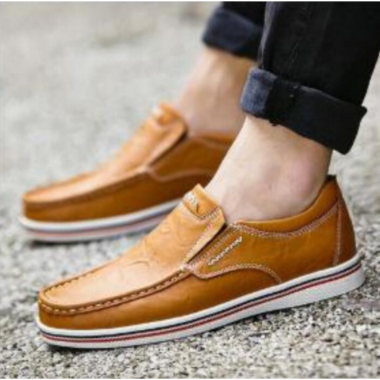 Men's Shoes - 2021 Men Large Size Cow Leather Wear-resistant Slip On Casual Shoes