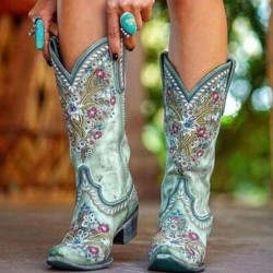 Women's Embroidery Mid-Calf Boots