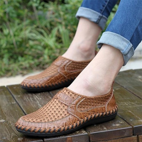 Men's Genuine Leather Flats Casual Loafers Shoes
