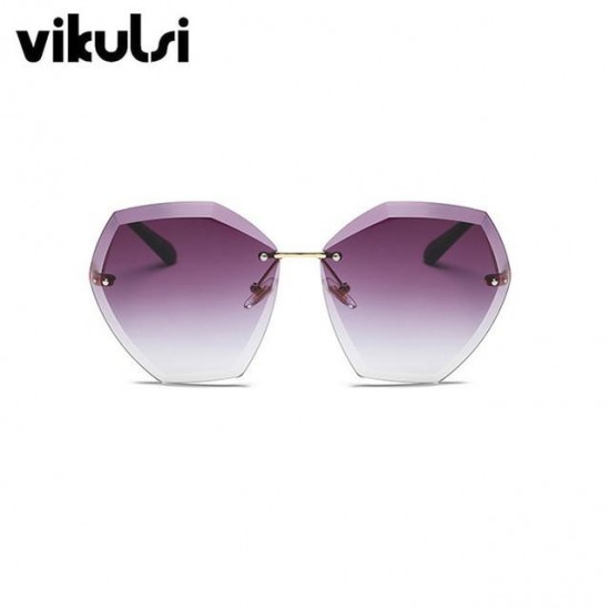 Sunglasses - Elegant Optics Rimless Lunette Femme Oversized Famous Brand Designer Lady Sunglasses