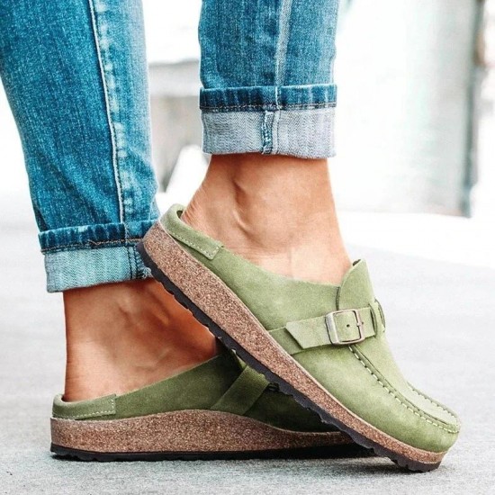 New Women Summer ng Fashion Solid Buckle Sandals