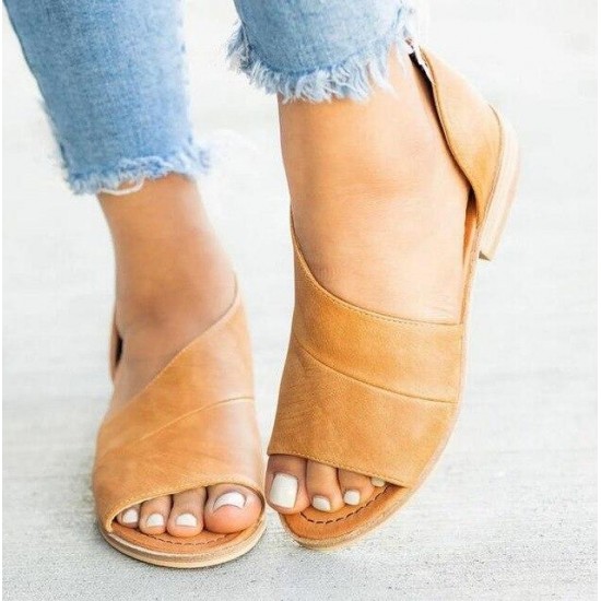 Summer Casual Rome Peep Toe Ladies PU Leather Sandals