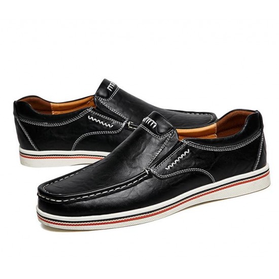 Men's Shoes - 2021 Men Large Size Cow Leather Wear-resistant Slip On Casual Shoes