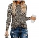New Autumn Fashio Leopard Print Slim Women T-shirt