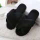 Women Home Slippers With Faux Fur Black Pink