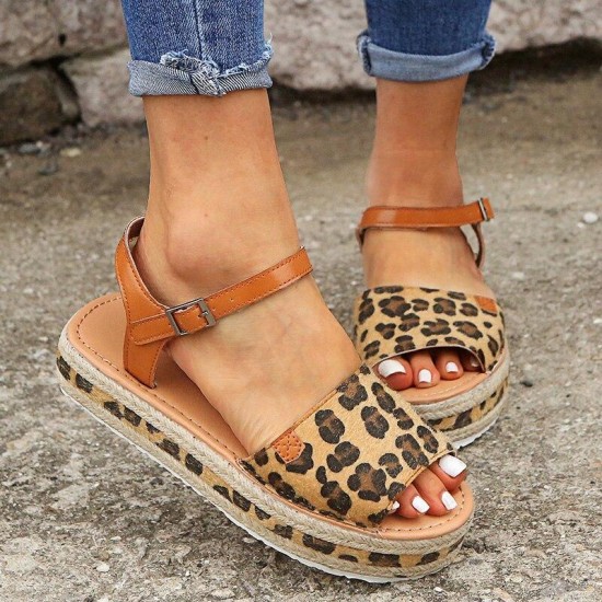 Women 2021 ng Summer Peep Toe Snake Leopard Platform Sandals