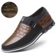 Men's Shoes - 2021 Winter Genuine Leather Add Plush Slip On Magic Closure Loafers