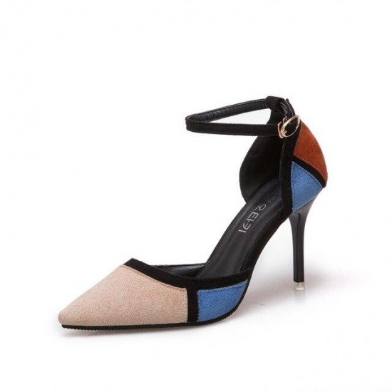 Woman Dress Party Suede Patchwork Shoes